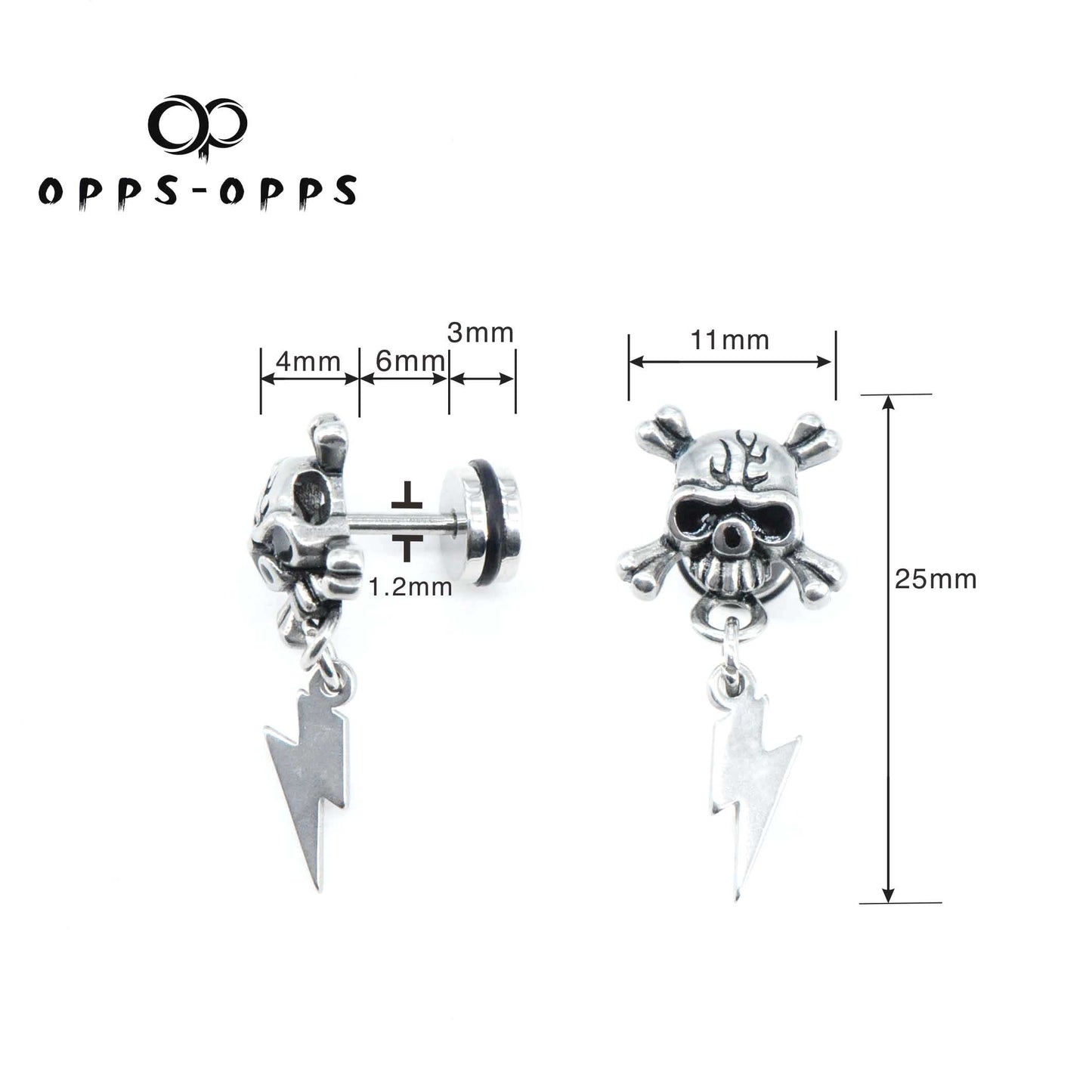 SKULL DANGLE STUD EARRING