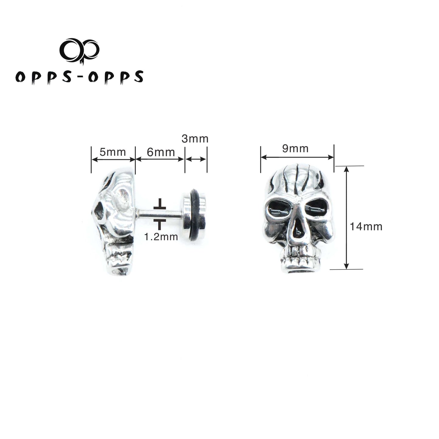 SKULL CARVING STUD EARRING