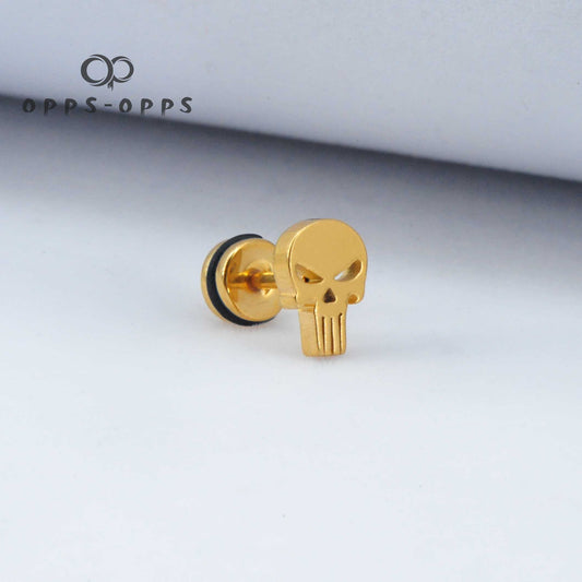 FLAT SKULL STUD EARRING