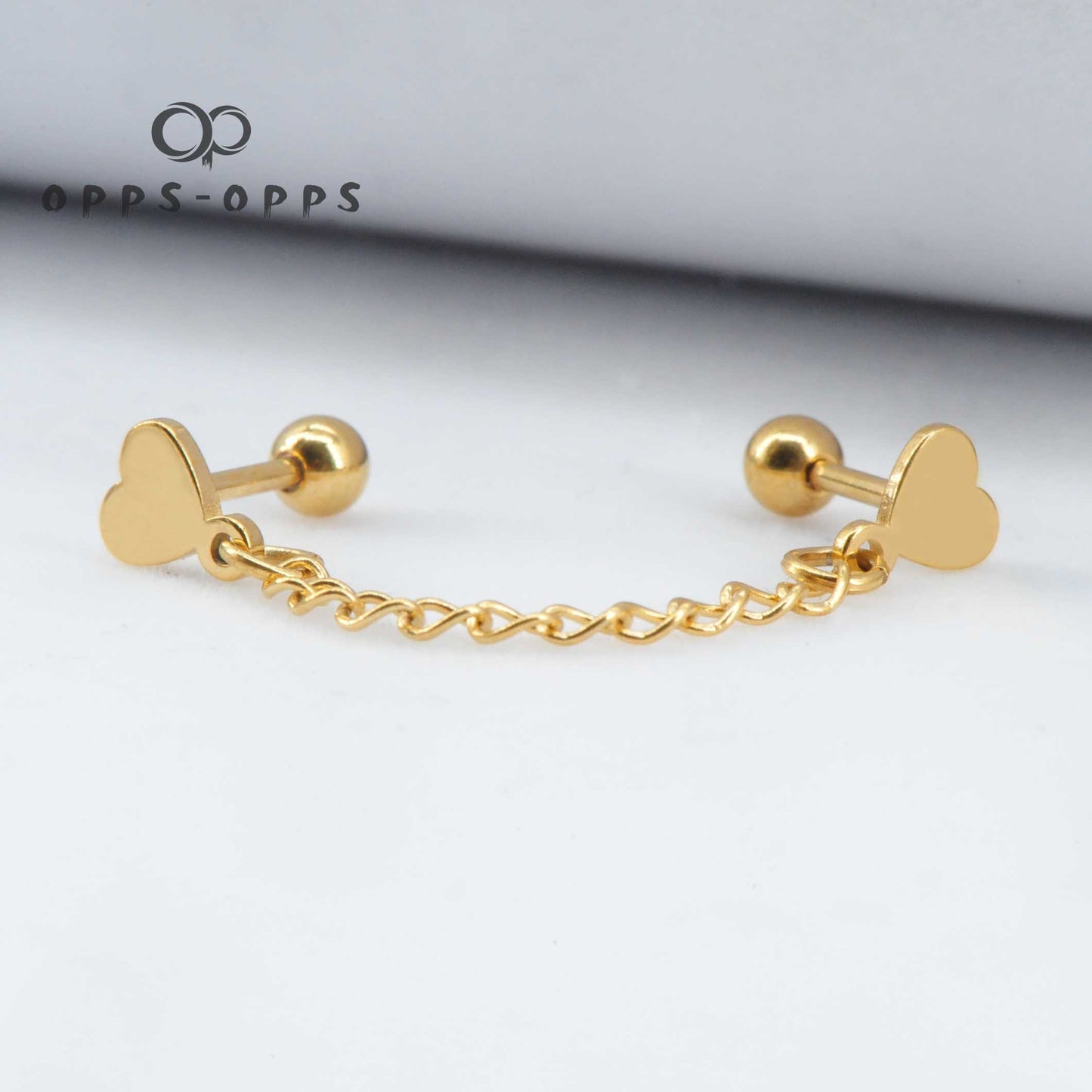 FLAT HEART CHAIN EARRING