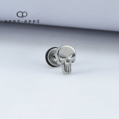 FLAT SKULL STUD EARRING