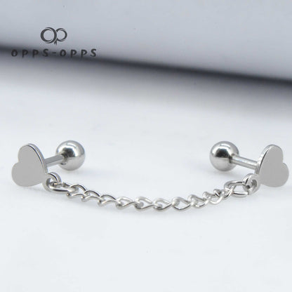 FLAT HEART CHAIN EARRING