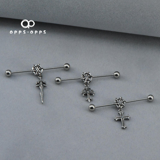 CROSS DANGLE INDUSTRIAL BARBELL