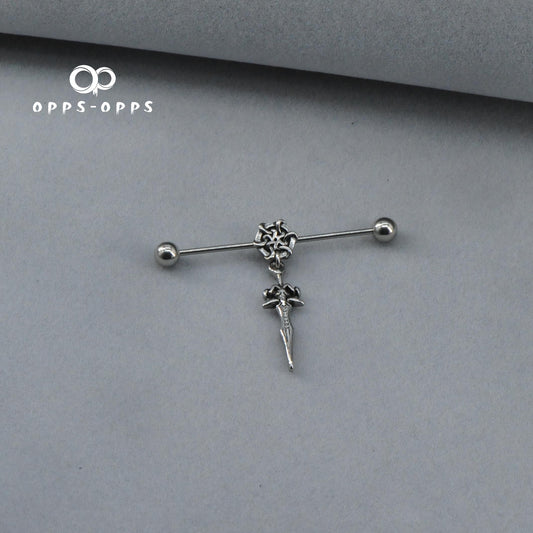 CROSS DANGLE INDUSTRIAL BARBELL