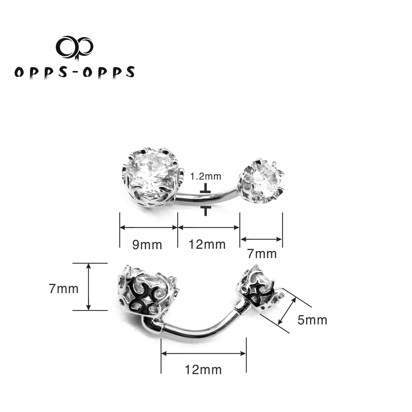 IMPLANT CRYSTAL NAVAL BARBELL